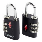 Korjo TSA Combination Lock Duo Pack (Black)