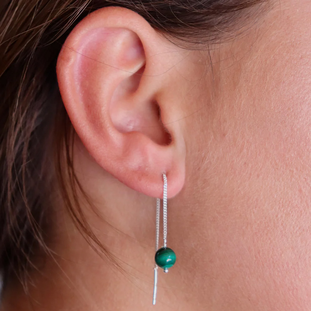 Fabuleux Vous La Stele Malachite Thread Earrings