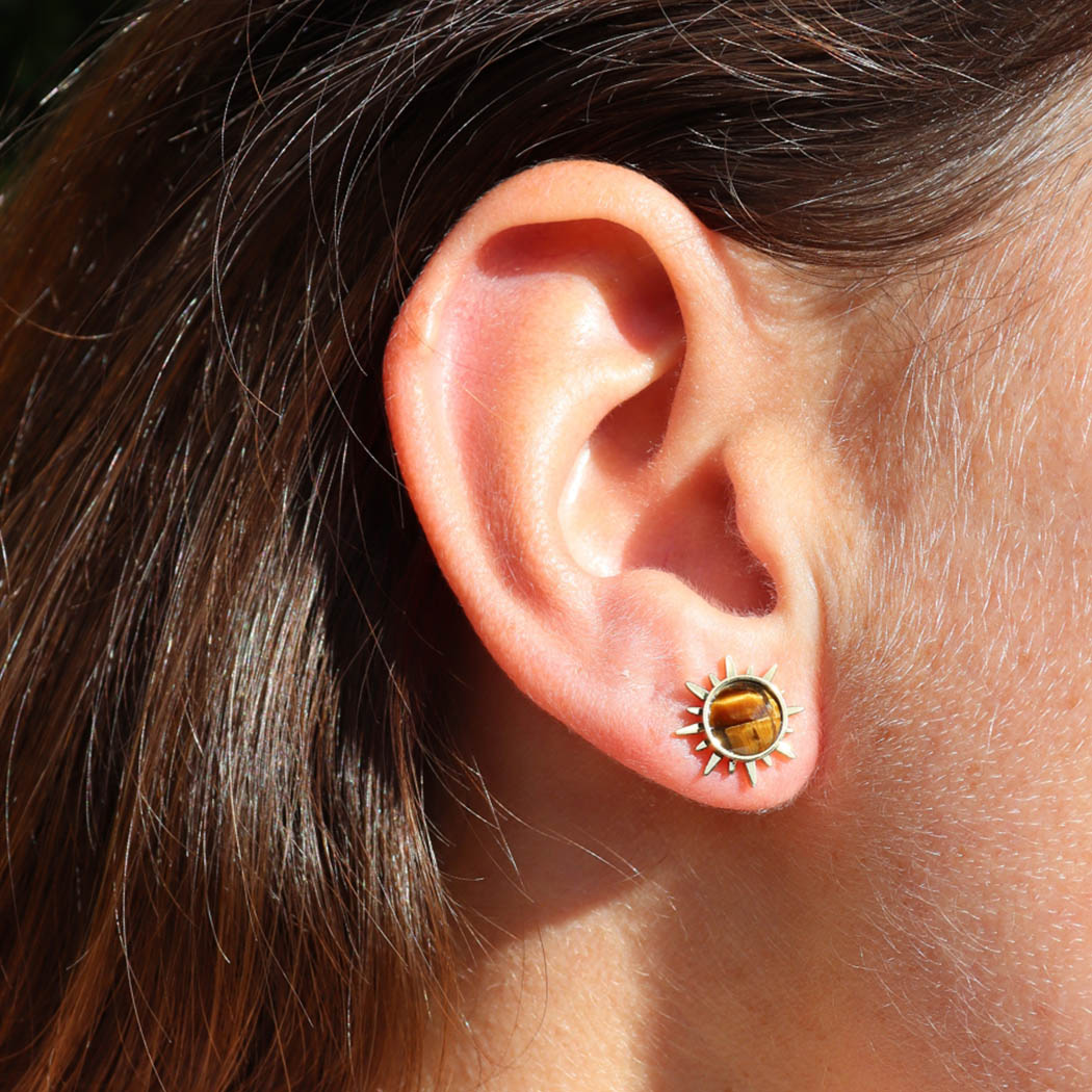 Fabuleux Vous Steel Me Soleil Earrings (Tiger's Eye)