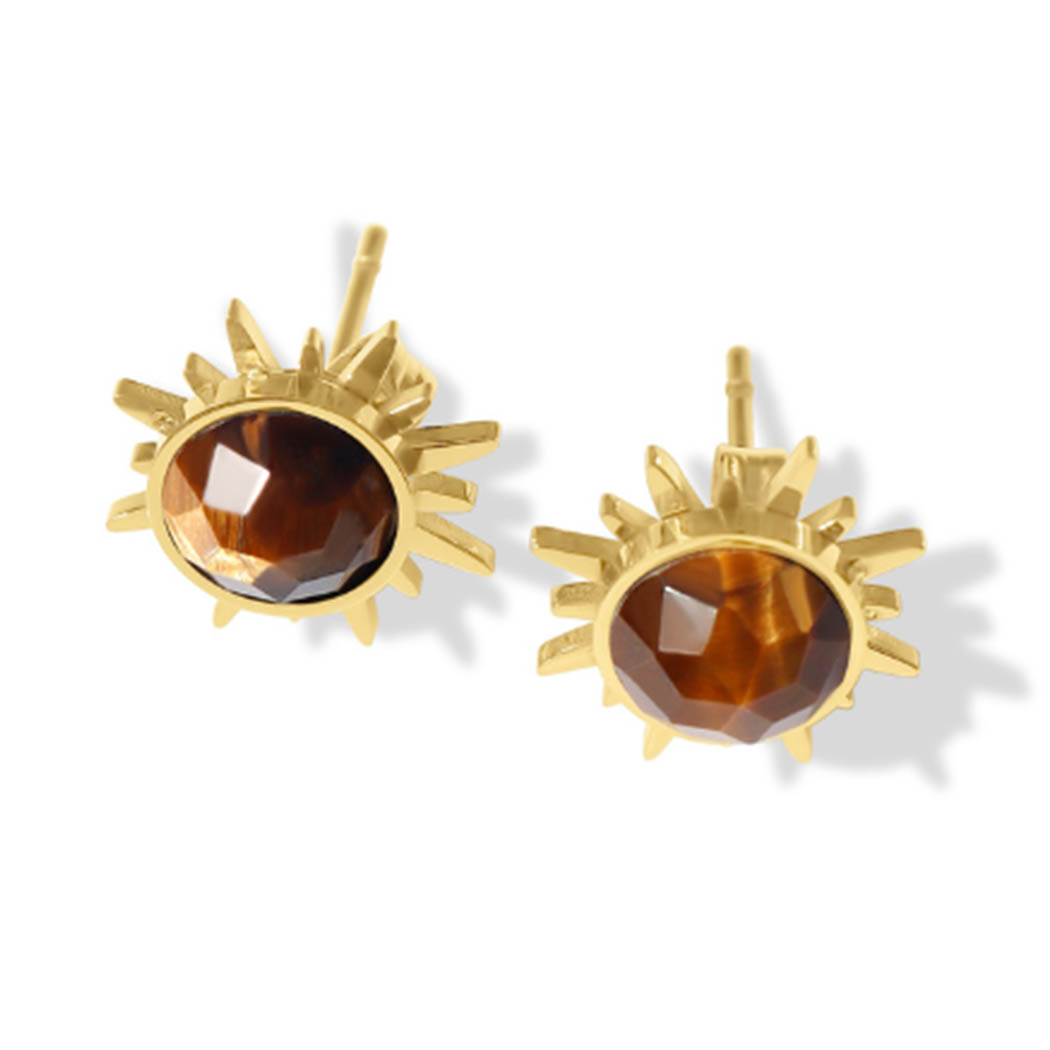 Fabuleux Vous Steel Me Soleil Earrings (Tiger's Eye)