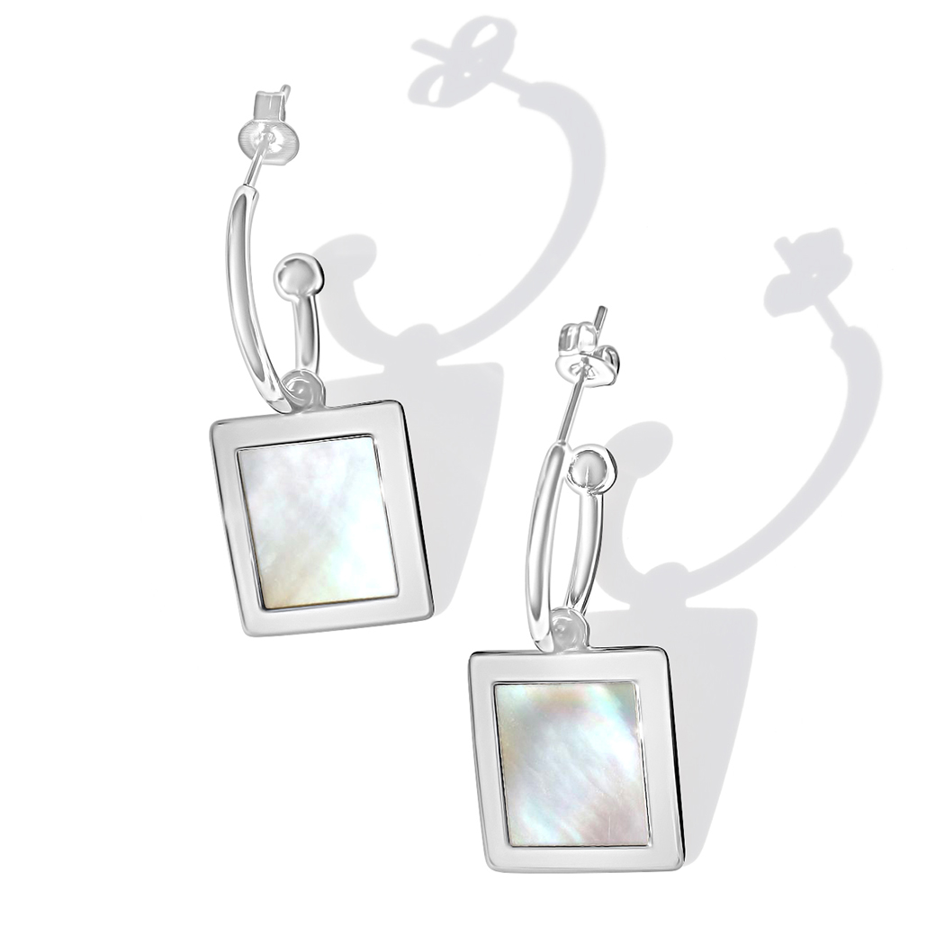 Fabuleux Vous Steel Me Hoop Earrings (Mother of Pearl)