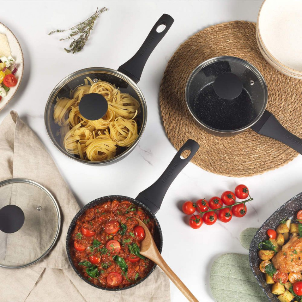 Salter Megastone 3 Piece Saucepan Set