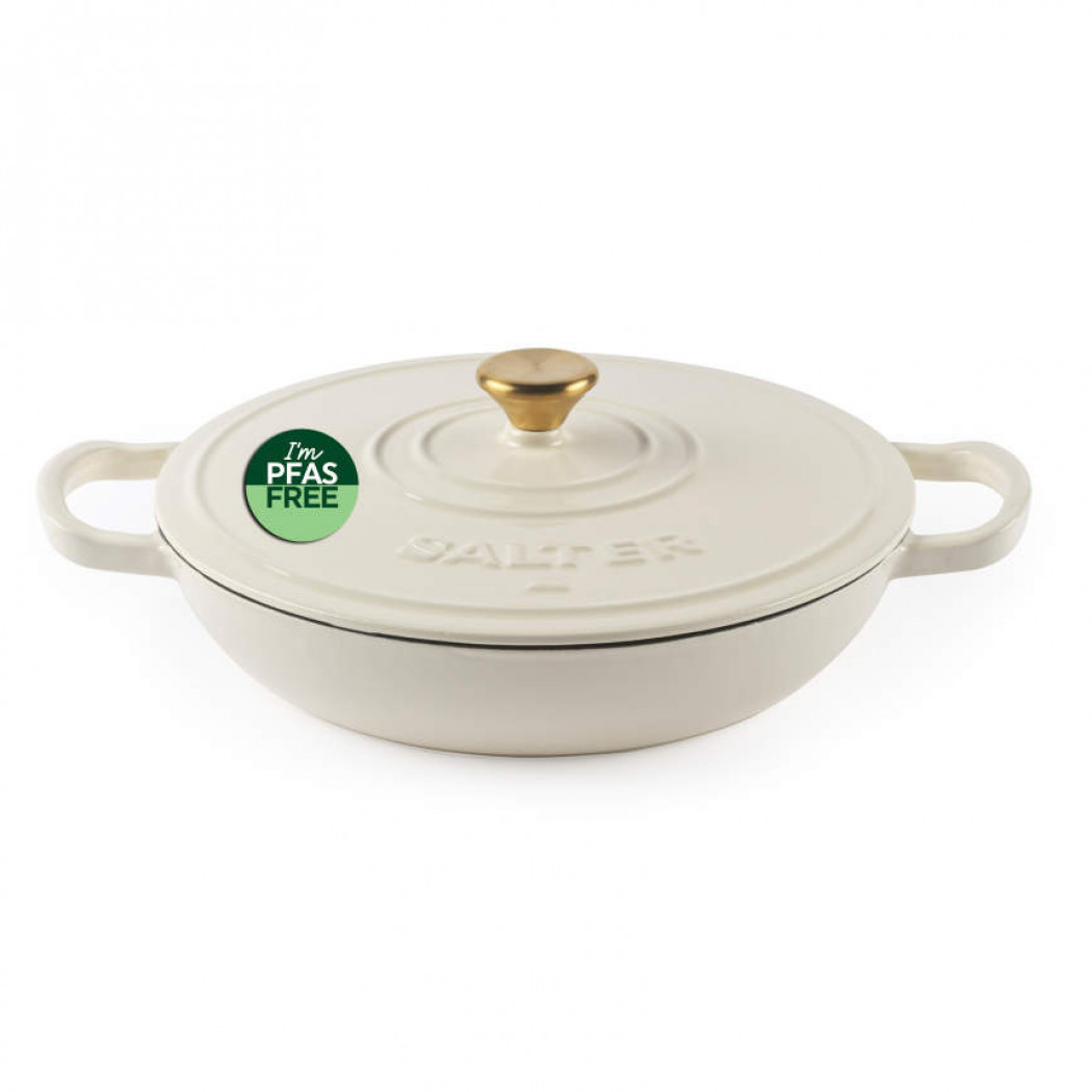 Salter Chester Shallow Cast Iron Casserole 30cm (Cream)