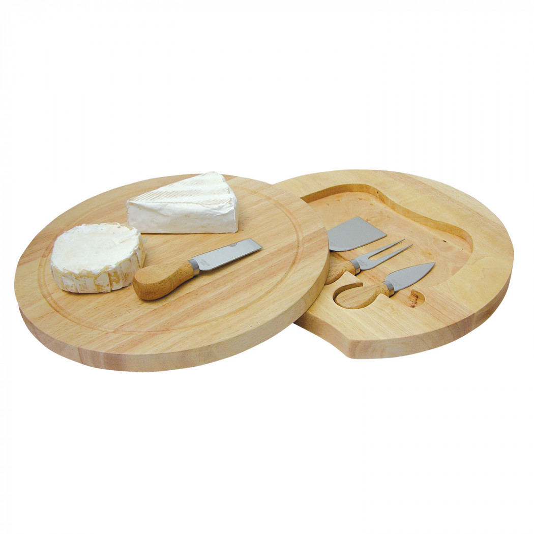 Wooden Cheeseboard with 4 wooden tools (26cm)