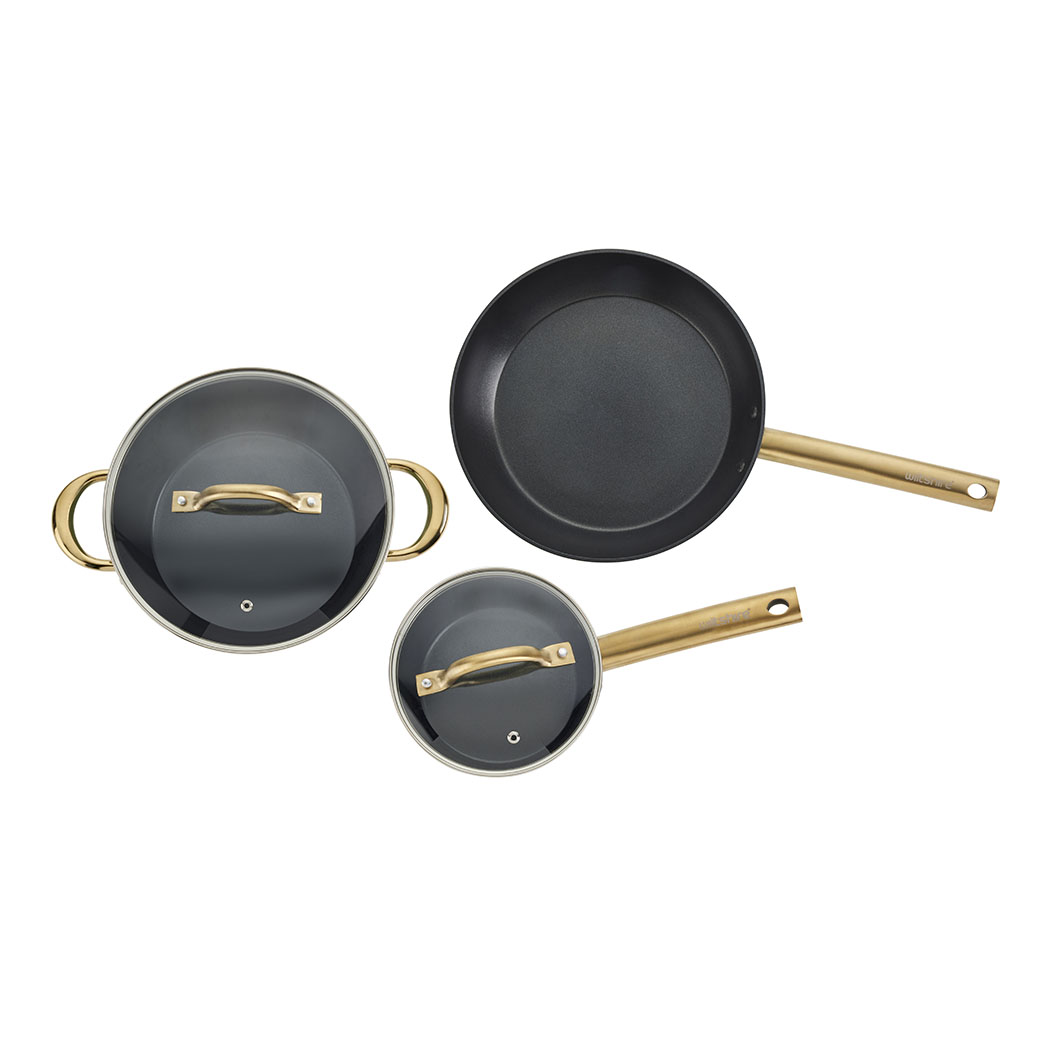 Wiltshire Easycook Non-stick Cookware 3 Piece Set (Basil & Gold)