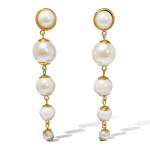 Fabuleux Vous Perle Long Earrings (White & Yellow Gold)